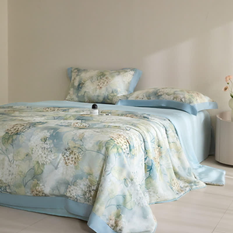 Fresh-looking Floral Lyocell Fiber Summer Silky Quilt