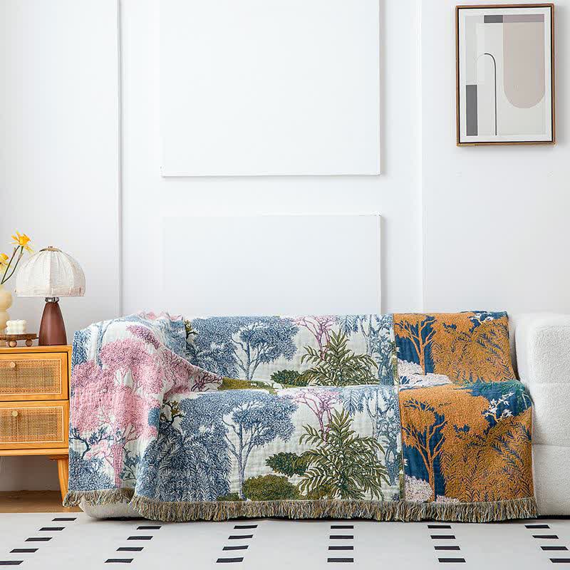 Woodland Cotton Gauze Tassel Quilt