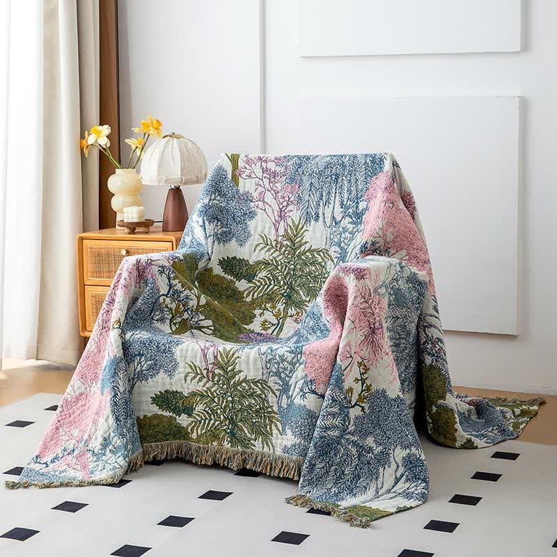 Woodland Cotton Gauze Tassel Blanket