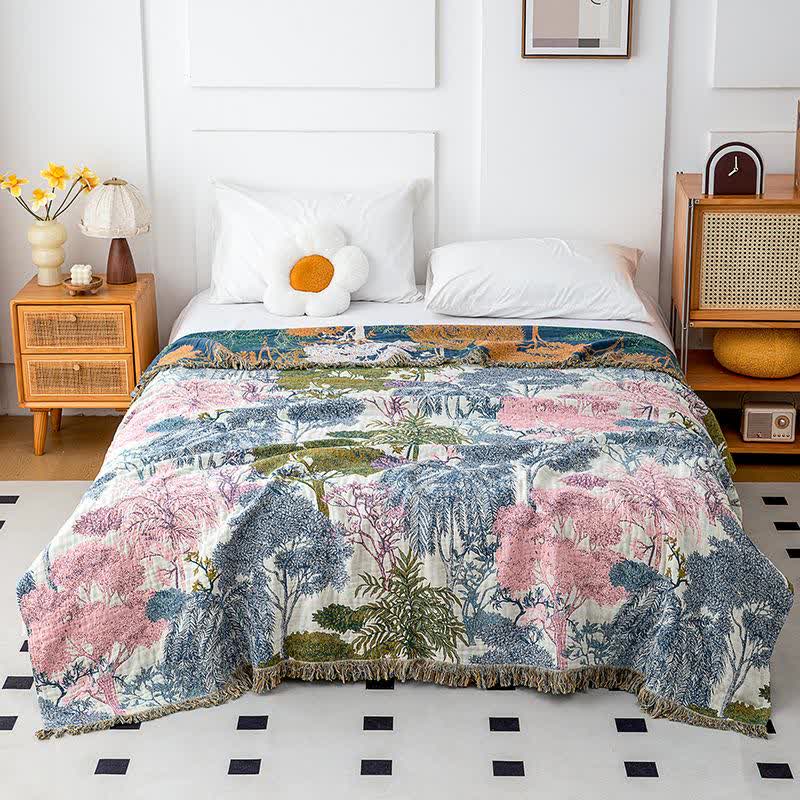 Woodland Cotton Gauze Tassel Blanket