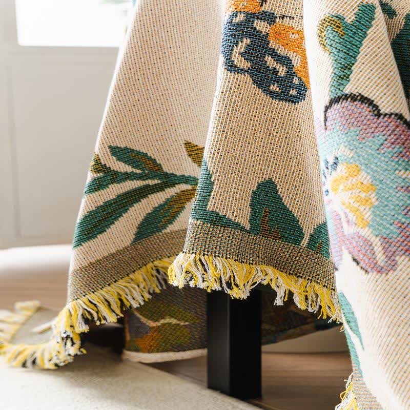 Green Leaf Floral Chenille Sofa Protector