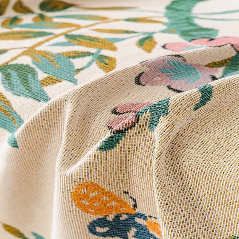 Green Leaf Floral Chenille Sofa Protector