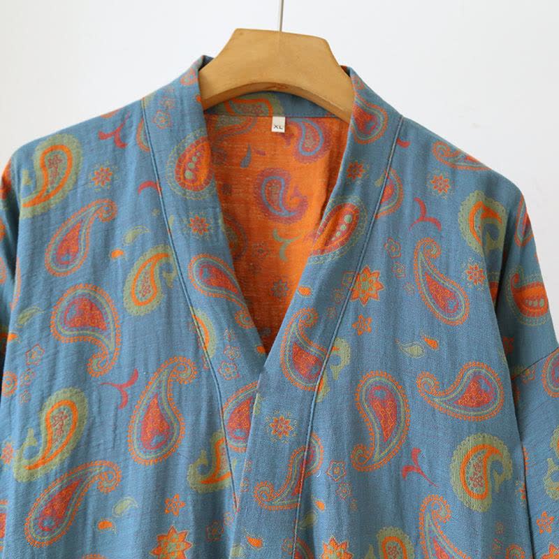 Paisley Cotton Gauze Japanese Kimono Robe