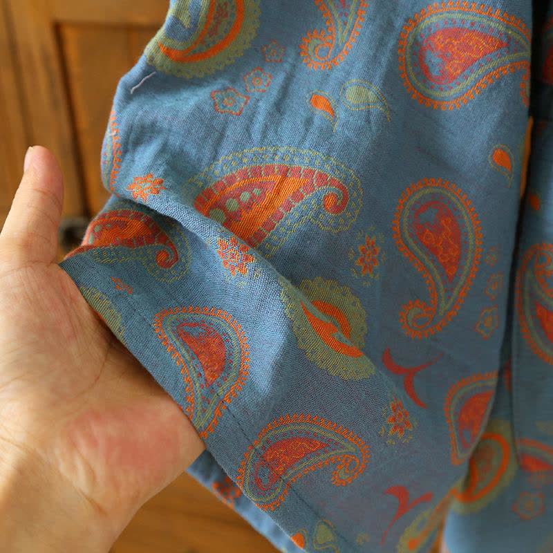Paisley Cotton Gauze Japanese Kimono Robe