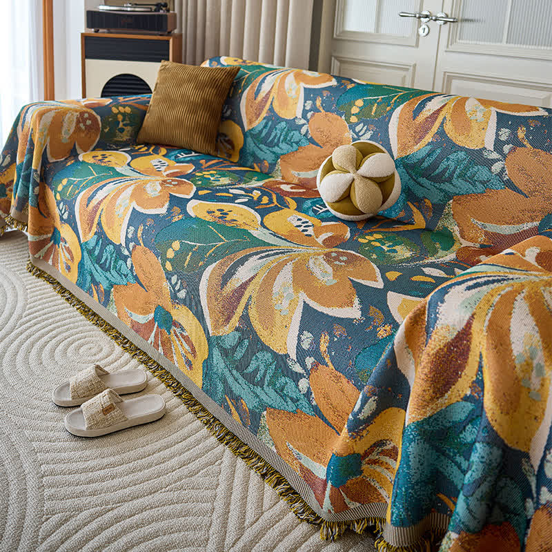 Painterly Floral Sofa Throw Blanket