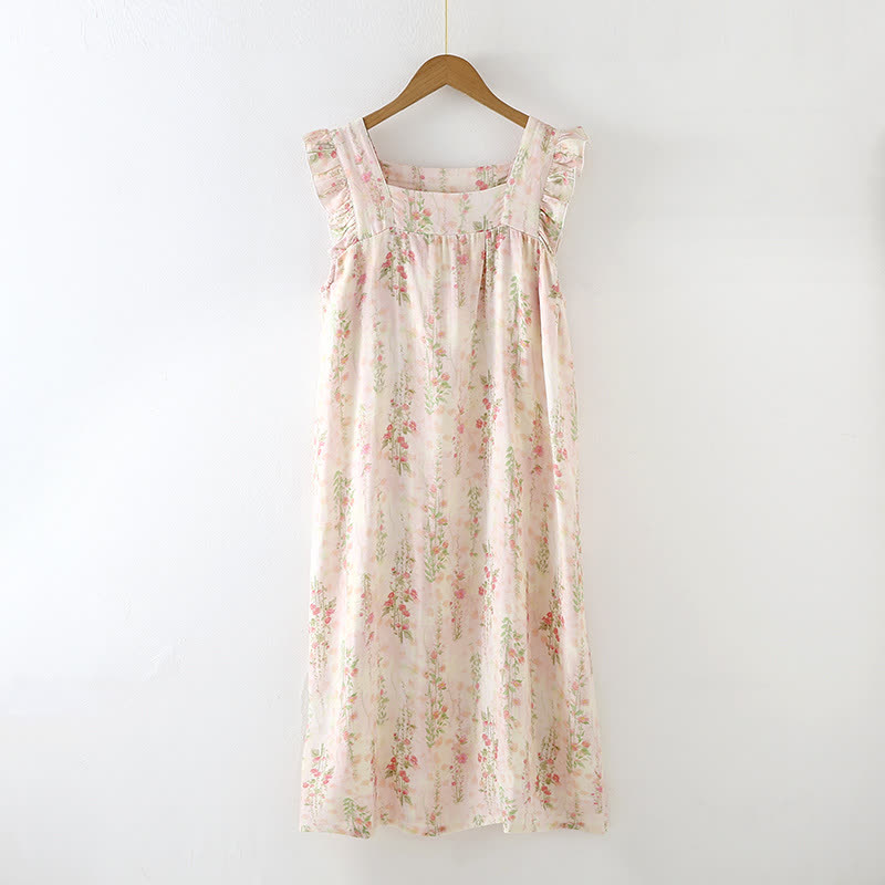Pink Rose Padded Ruffle Sleeveless Nightwear