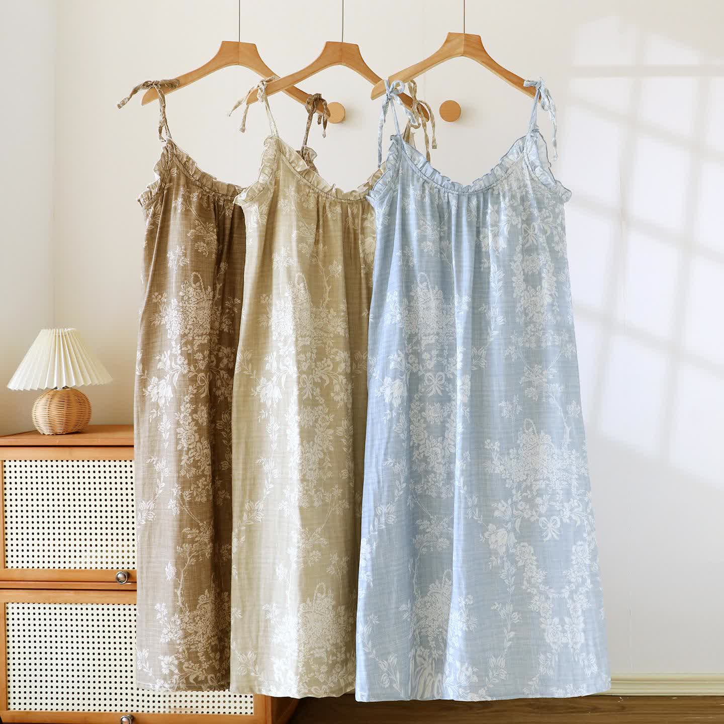 Rose Bow Cotton Padded Cami Nightdress