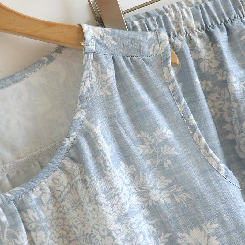 Rose Bow Cotton Tank Pajama Set