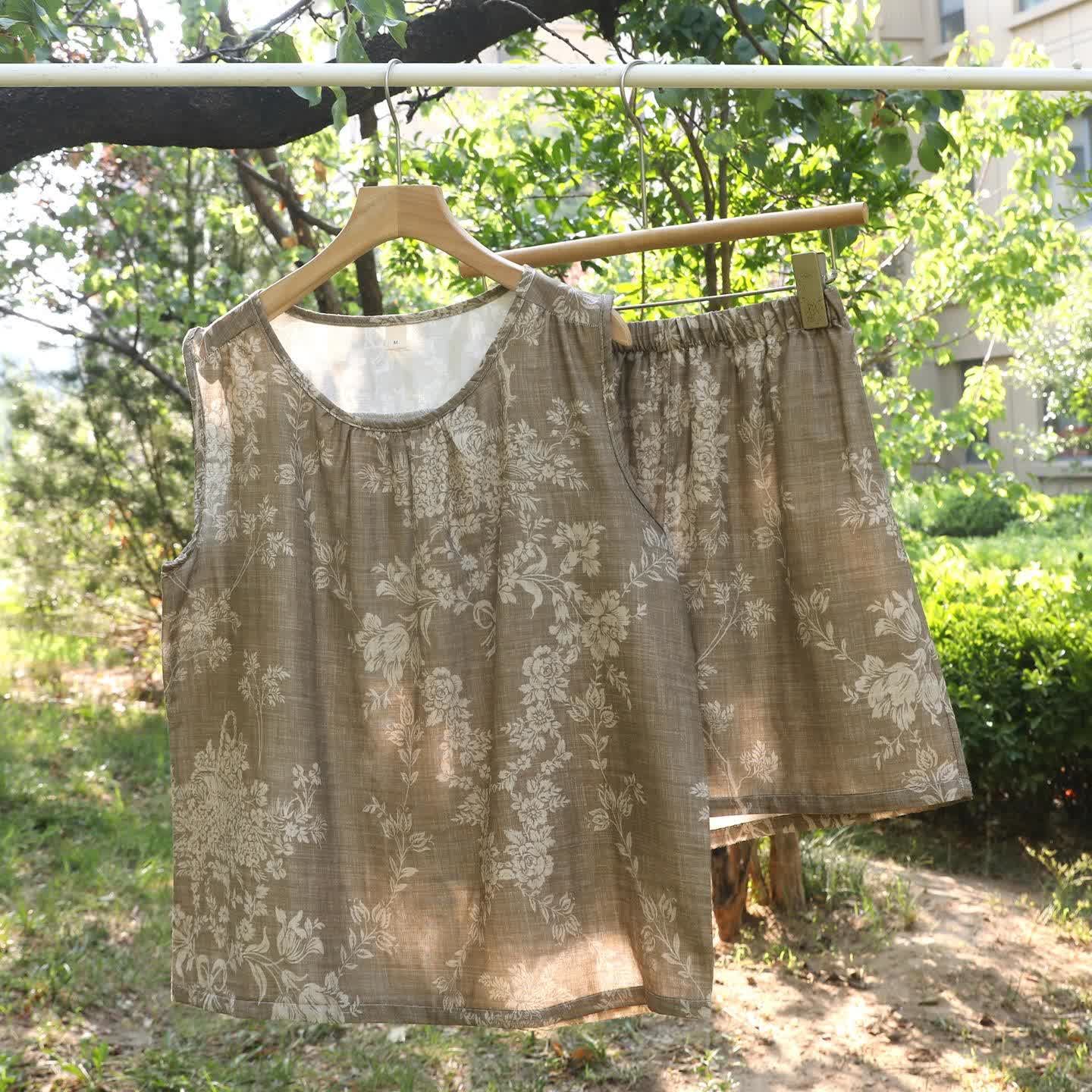 Rose Bow Cotton Tank Pajama Set