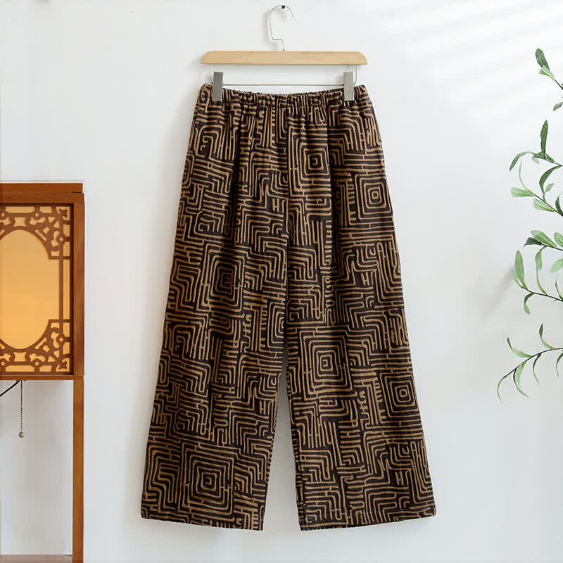 Greek Key Print Jacquard Lounge Pants