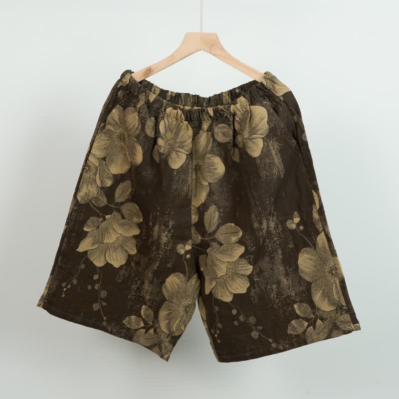 Hibiscus Jacquard Cotton Pajama Shorts