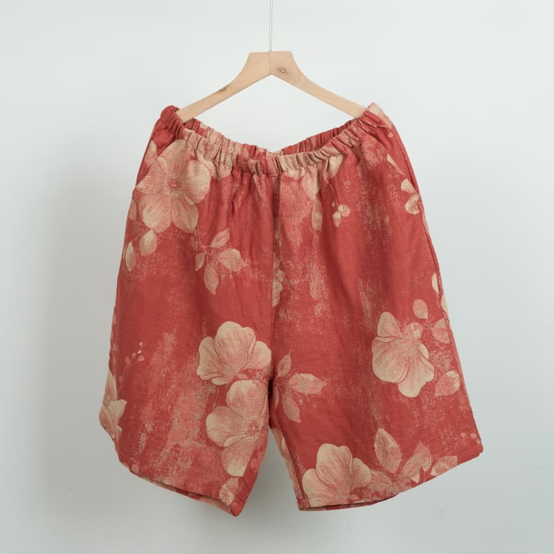 Hibiscus Jacquard Cotton Pajama Shorts