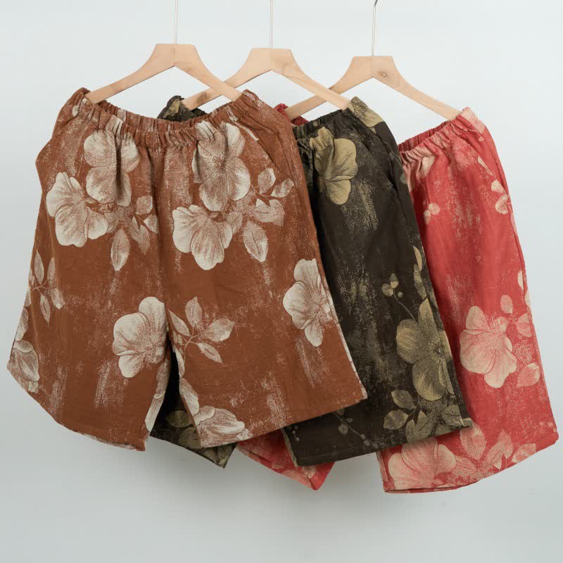 Hibiscus Jacquard Cotton Pajama Shorts