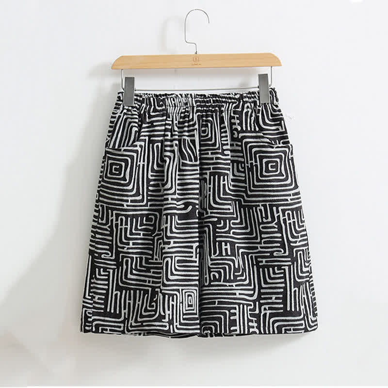 Greek Key Print Pajama Shorts