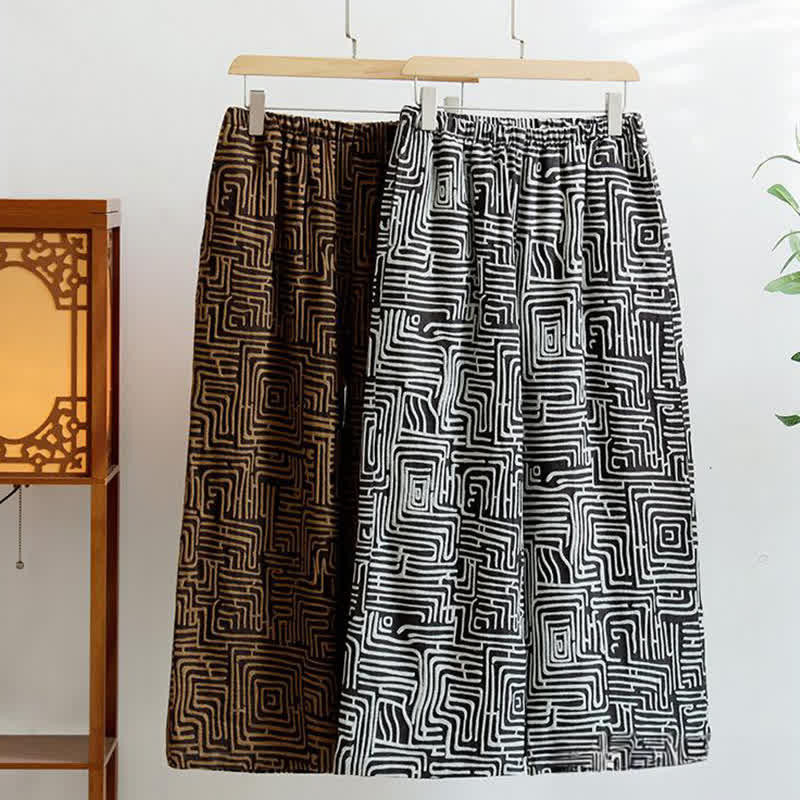 Greek Key Print Jacquard Lounge Pants