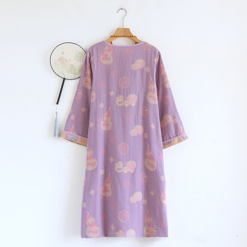 Gourd Pure Cotton Gauze Loose Nightdress