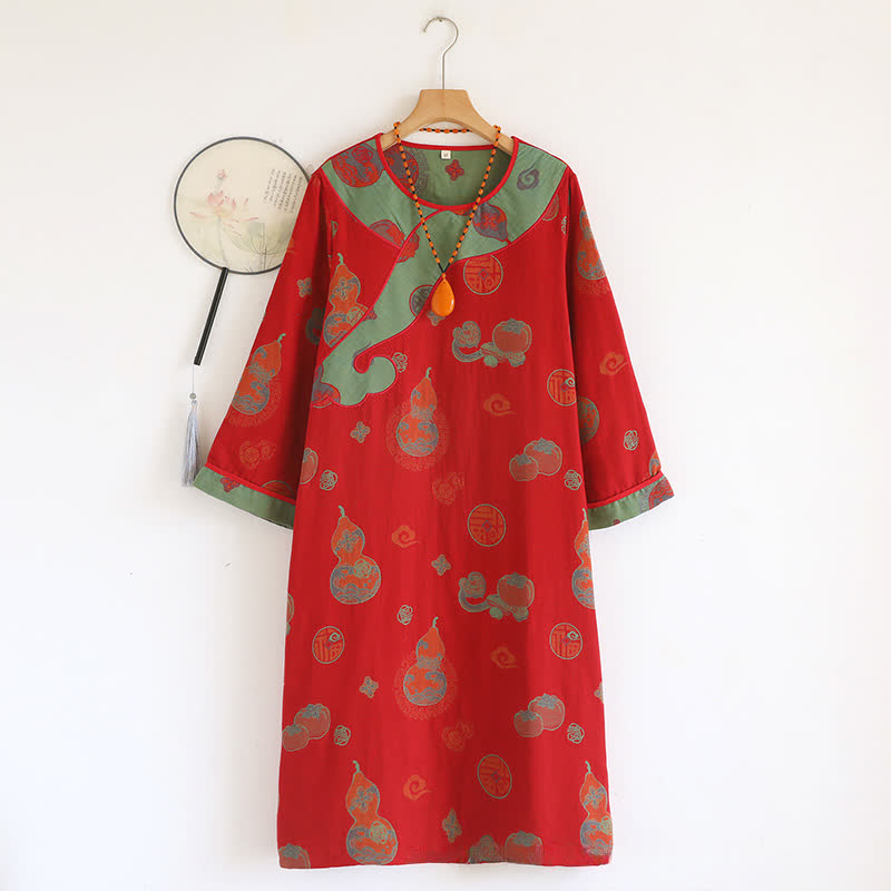 Gourd Pure Cotton Gauze Loose Nightdress