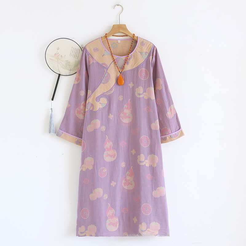 Gourd Pure Cotton Gauze Loose Nightdress