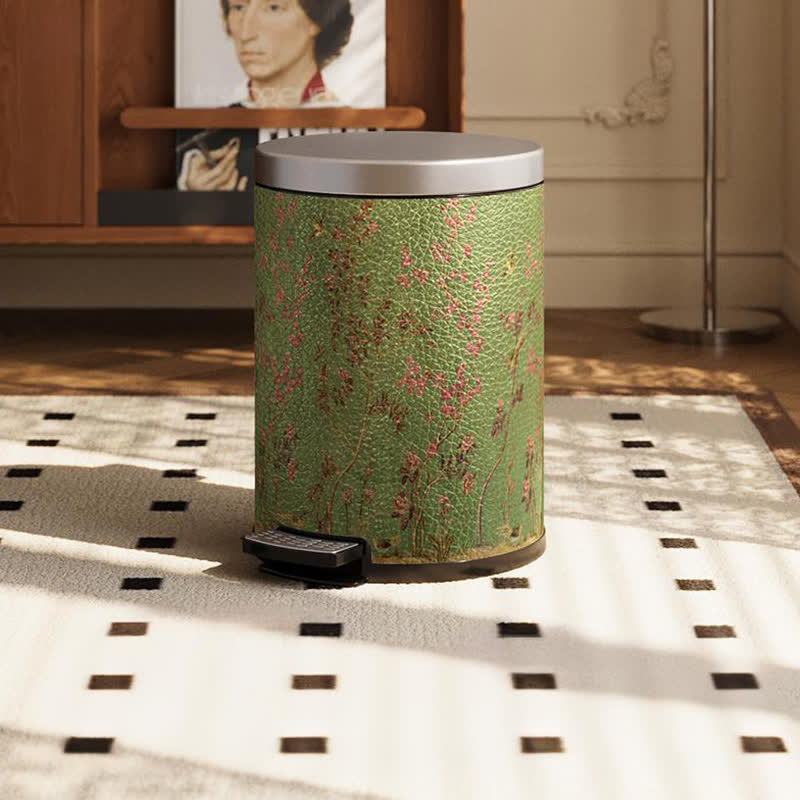 Green Pastoral Bird Durable Trash Bin