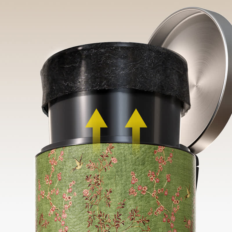 Green Pastoral Bird Durable Trash Bin