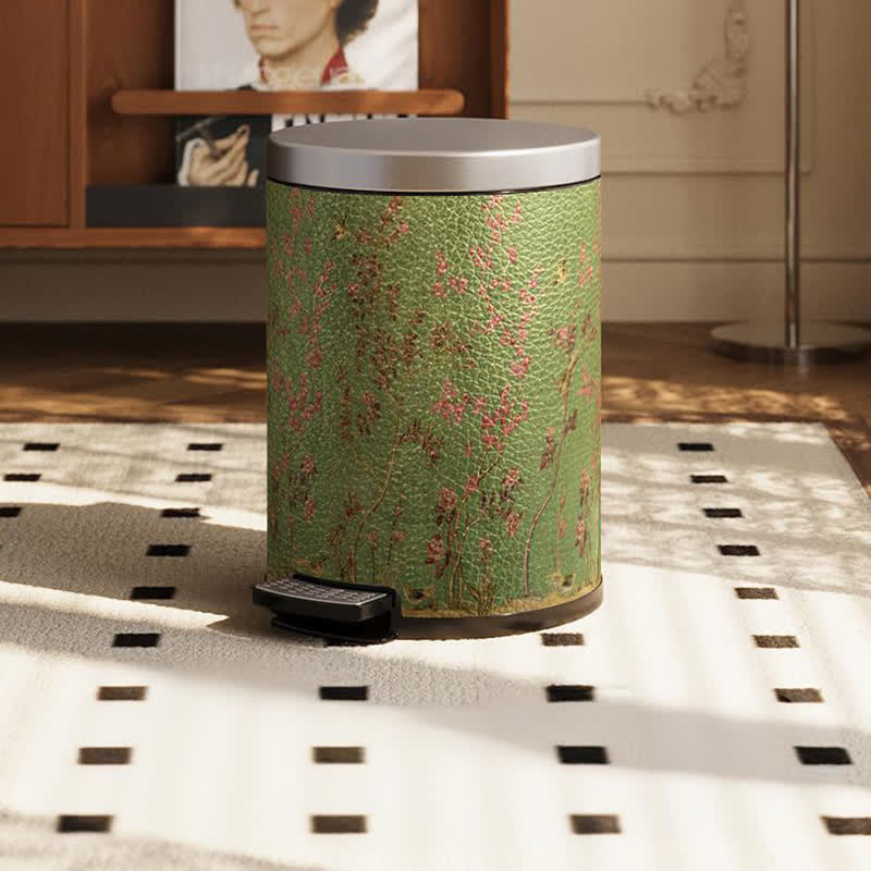 Green Pastoral Bird Durable Trash Bin
