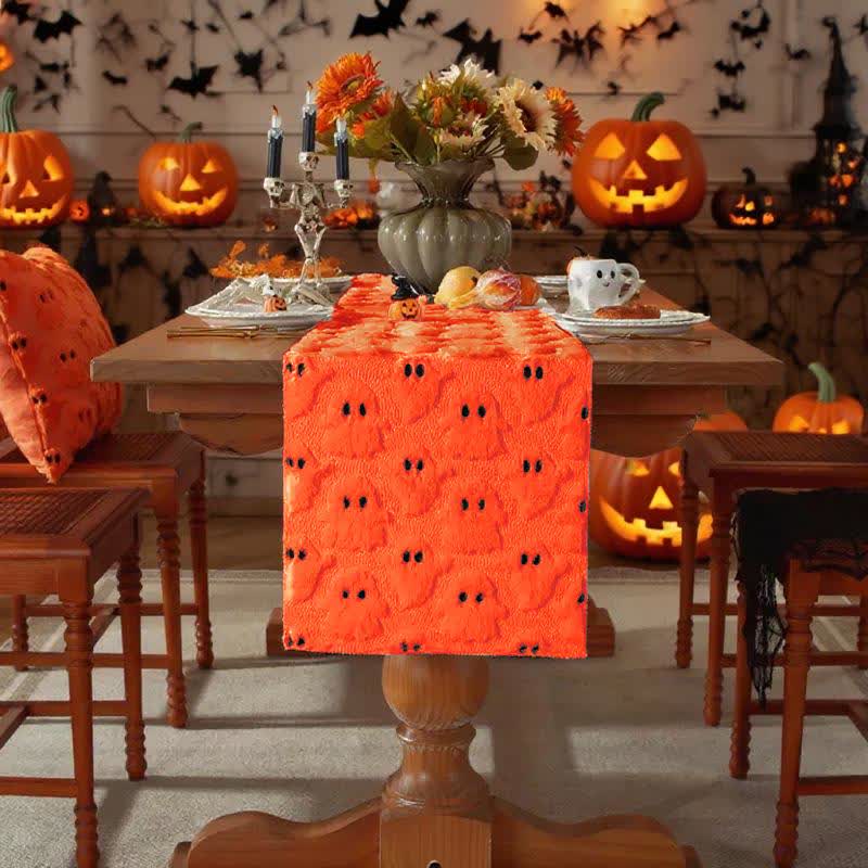 Halloween Plush Ghost Embroidered Table Runner