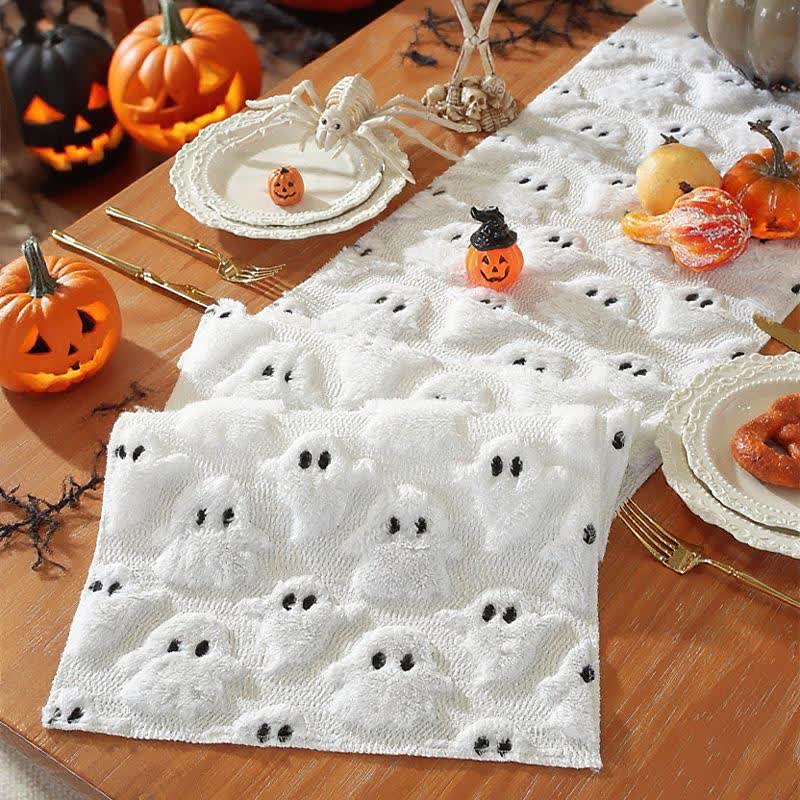 Halloween Plush Ghost Embroidered Table Runner