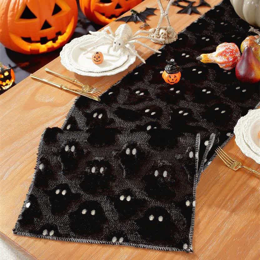 Halloween Plush Ghost Embroidered Table Runner