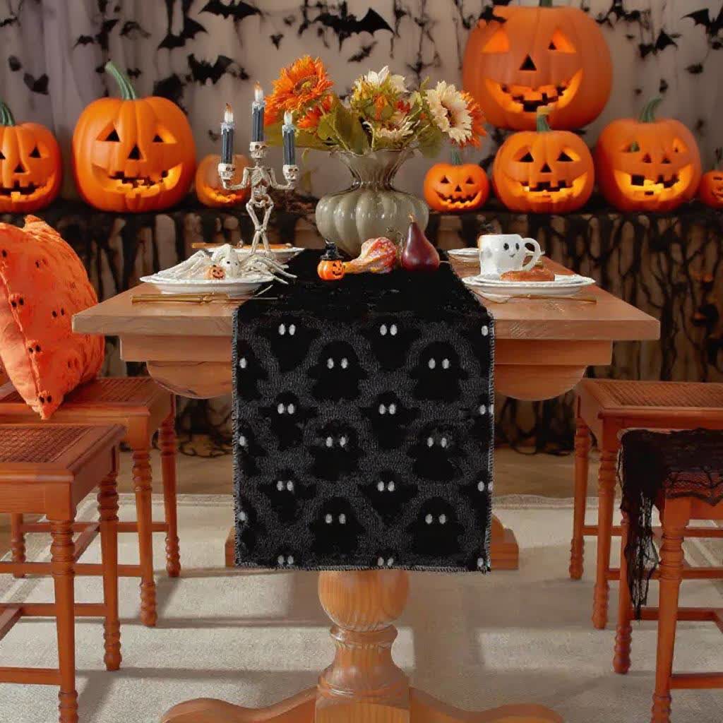Halloween Plush Ghost Embroidered Table Runner