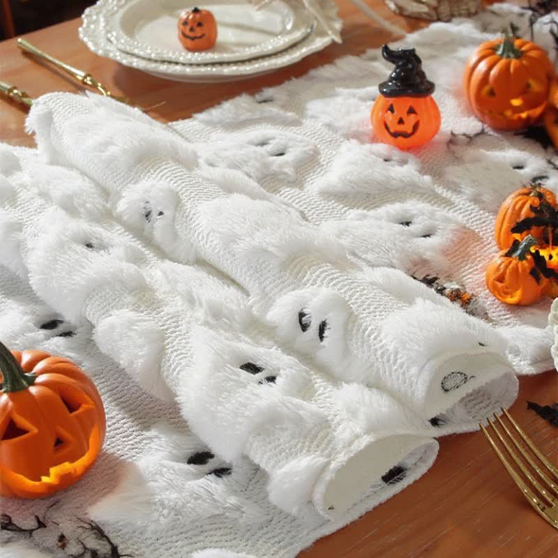 Halloween Plush Ghost Embroidered Table Runner
