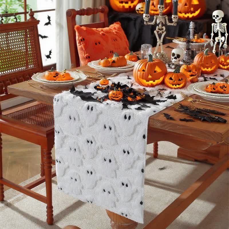 Halloween Plush Ghost Embroidered Table Runner