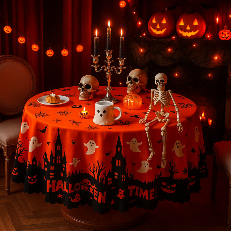 Halloween Haunted Castle Ghost Print Tablecloth