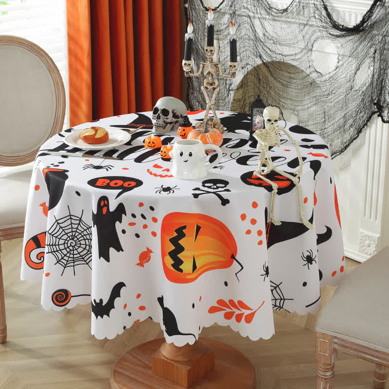 Halloween Pumpkin Ghost Print Tablecloth