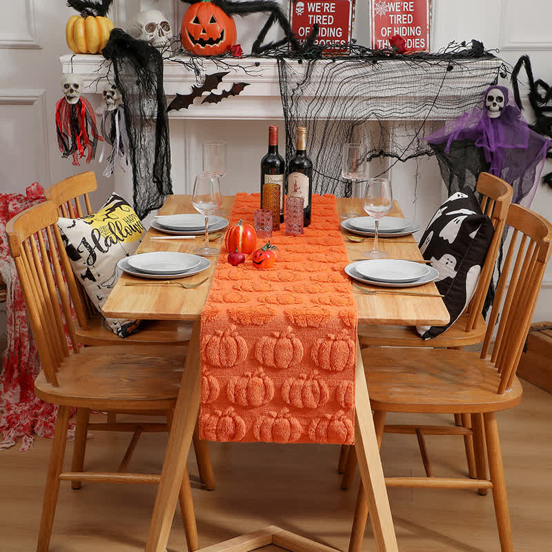 Halloween Pumpkin Quilted 3D Table Runner