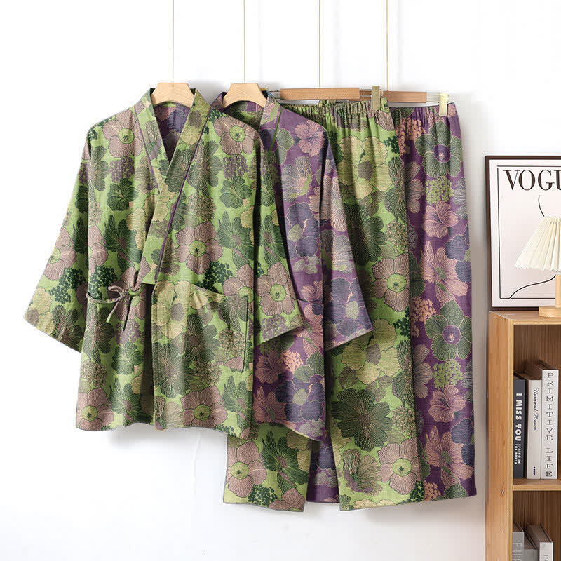 Peach Blossom Kimono style Loungewear Set