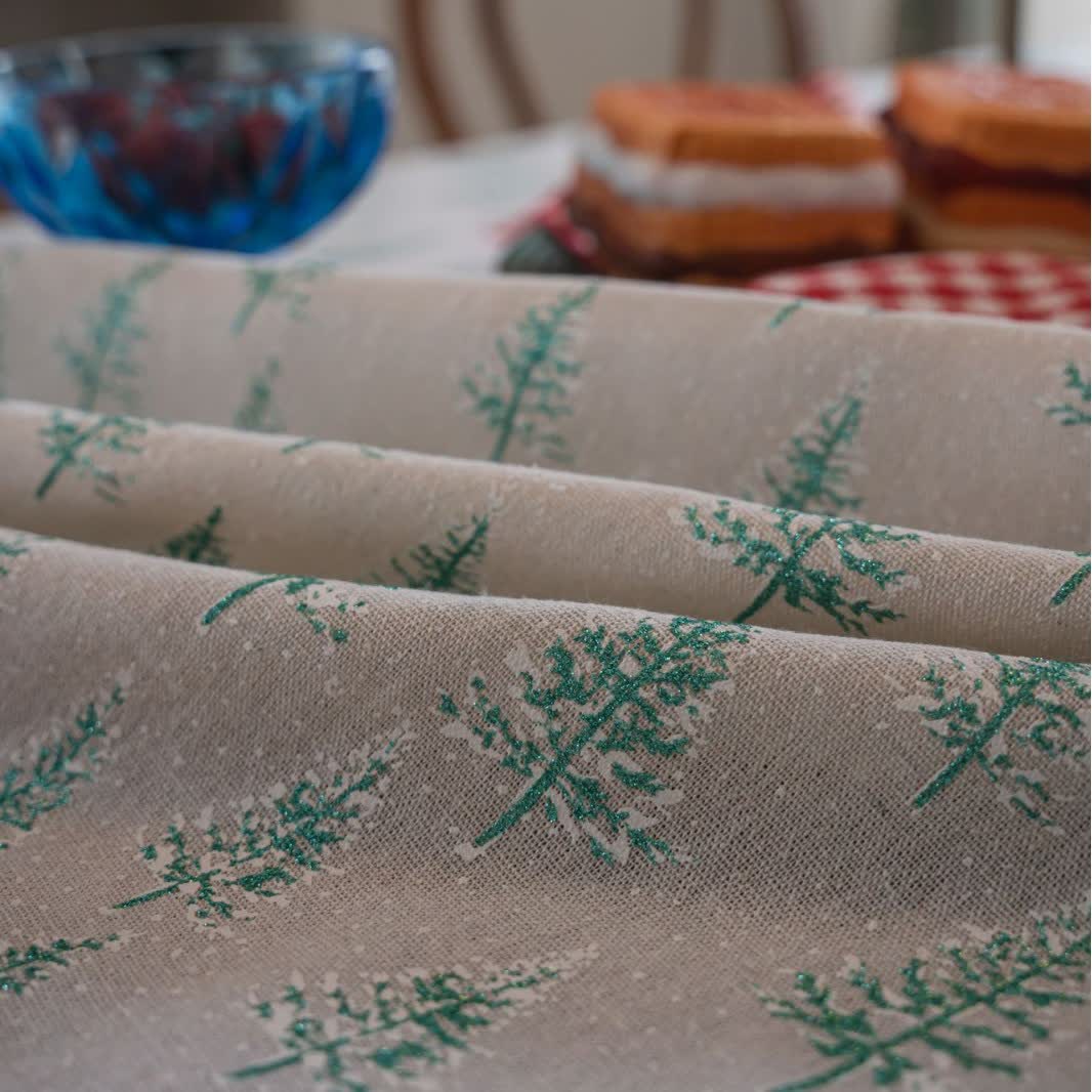 Green Fir Tree Print Tablecloth