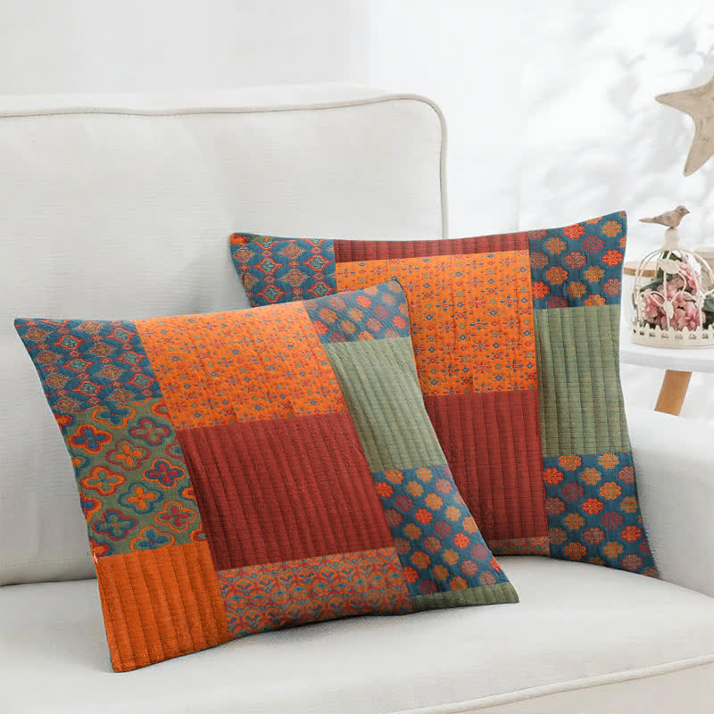 Patchwork Cotton Gauze Jacquard Square Pillowcases(2PCS)