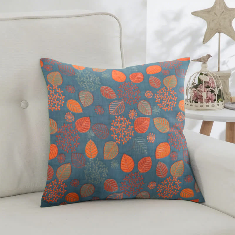 Leaf Print Cotton Jacquard Square Pillowcases(2PCS)