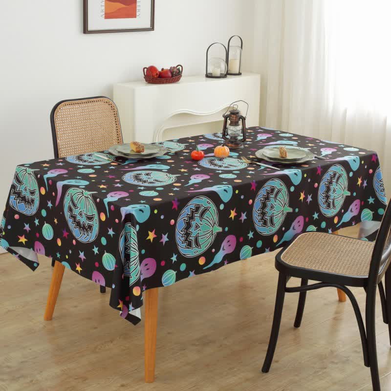 Halloween Spooky Pumpkin Ghost Tablecloth