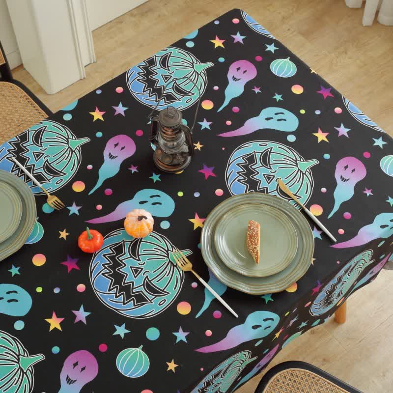Halloween Spooky Pumpkin Ghost Tablecloth