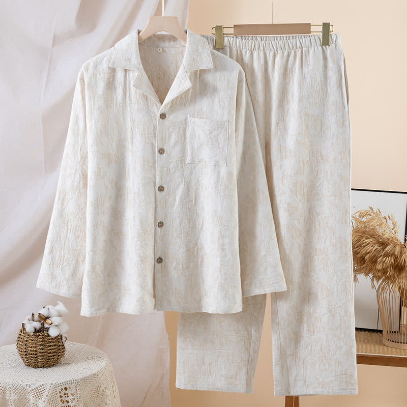 Matching Minimalist Cotton Linen Loungewear Set