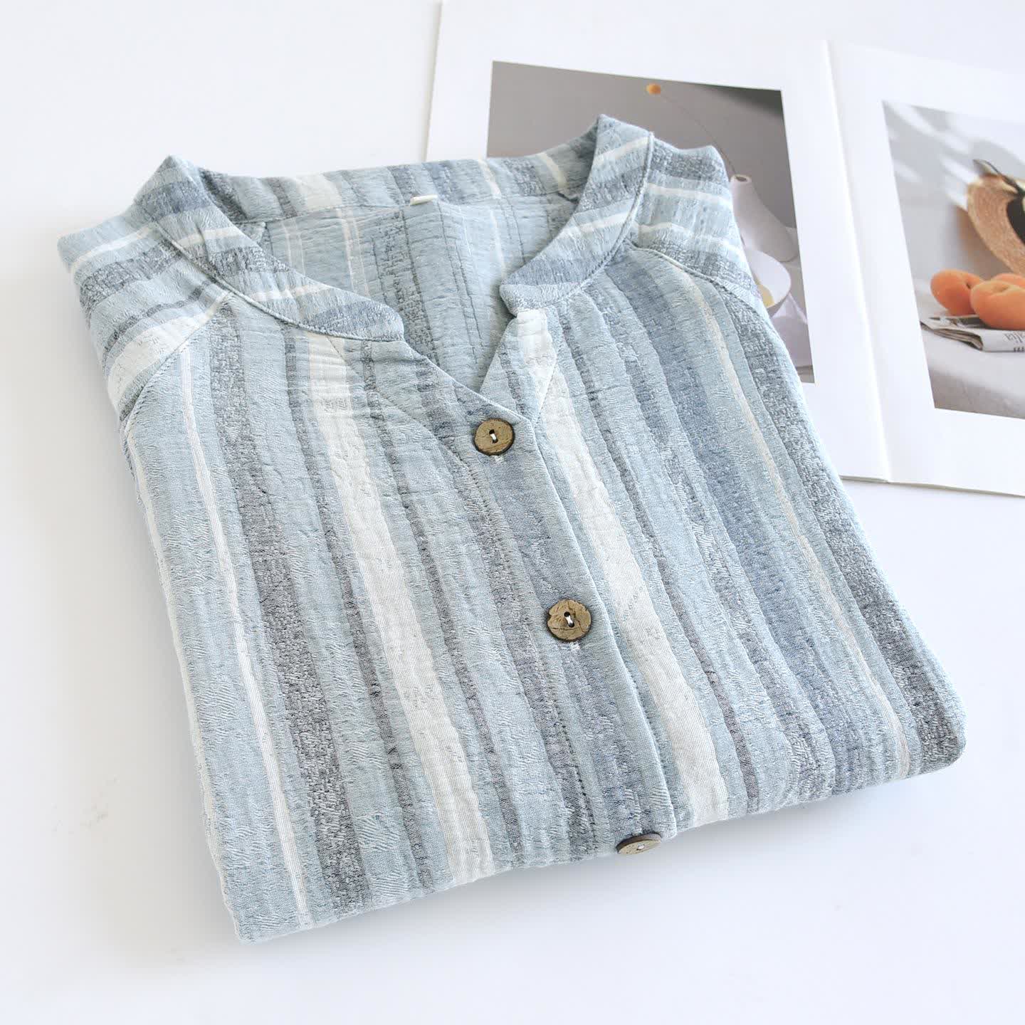 Striped Cotton Gauze Loungewear Set