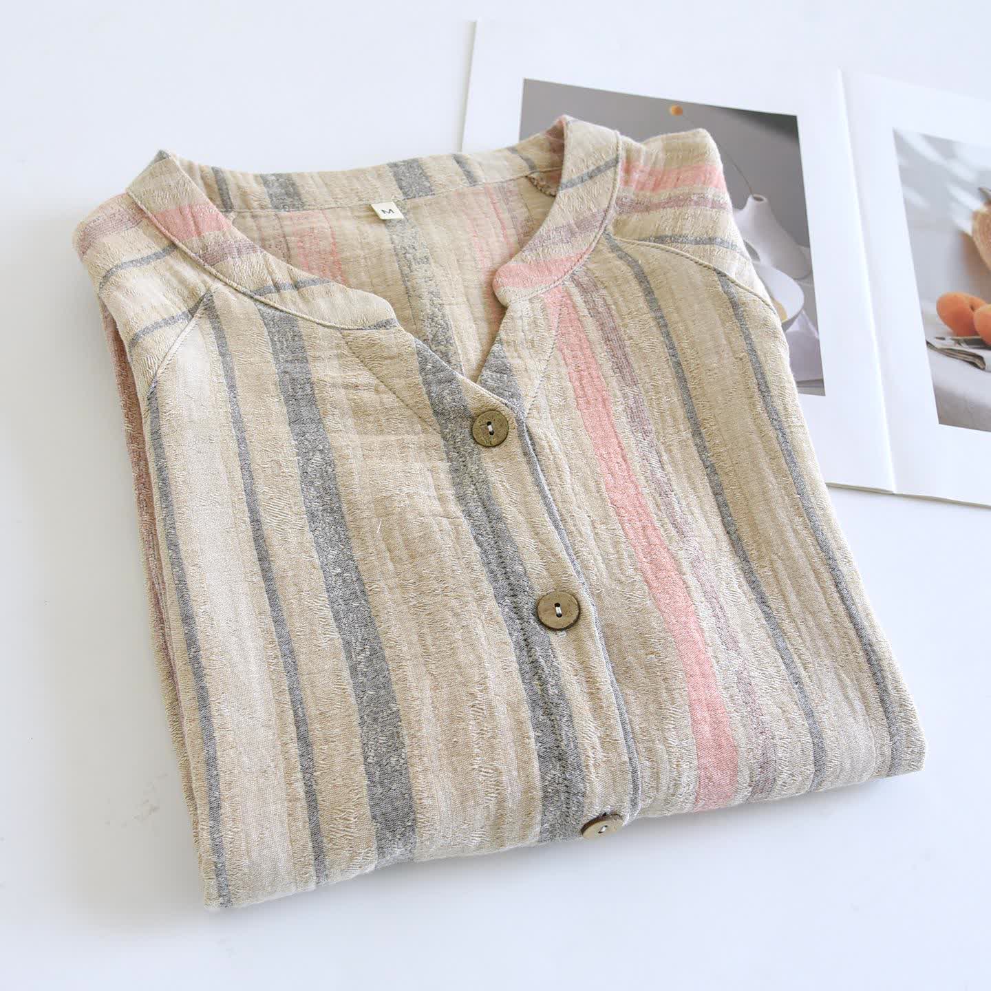 Striped Cotton Gauze Loungewear Set