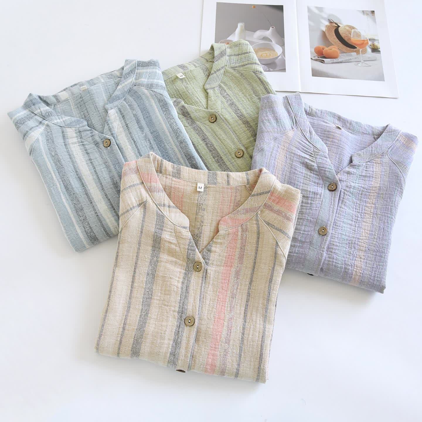 Striped Cotton Gauze Loungewear Set