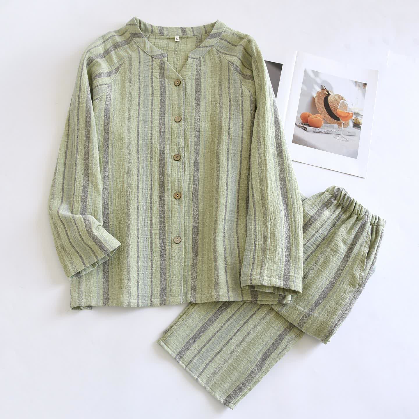 Striped Cotton Gauze Loungewear Set