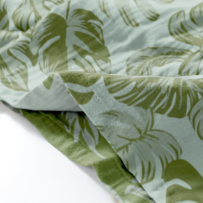 Monstera Cotton Gauze Kimono Loungewear Set