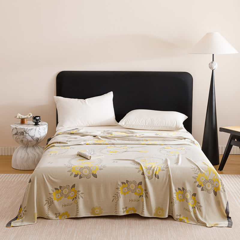 Flower Wreath Print Cooling Sheet Bedspread