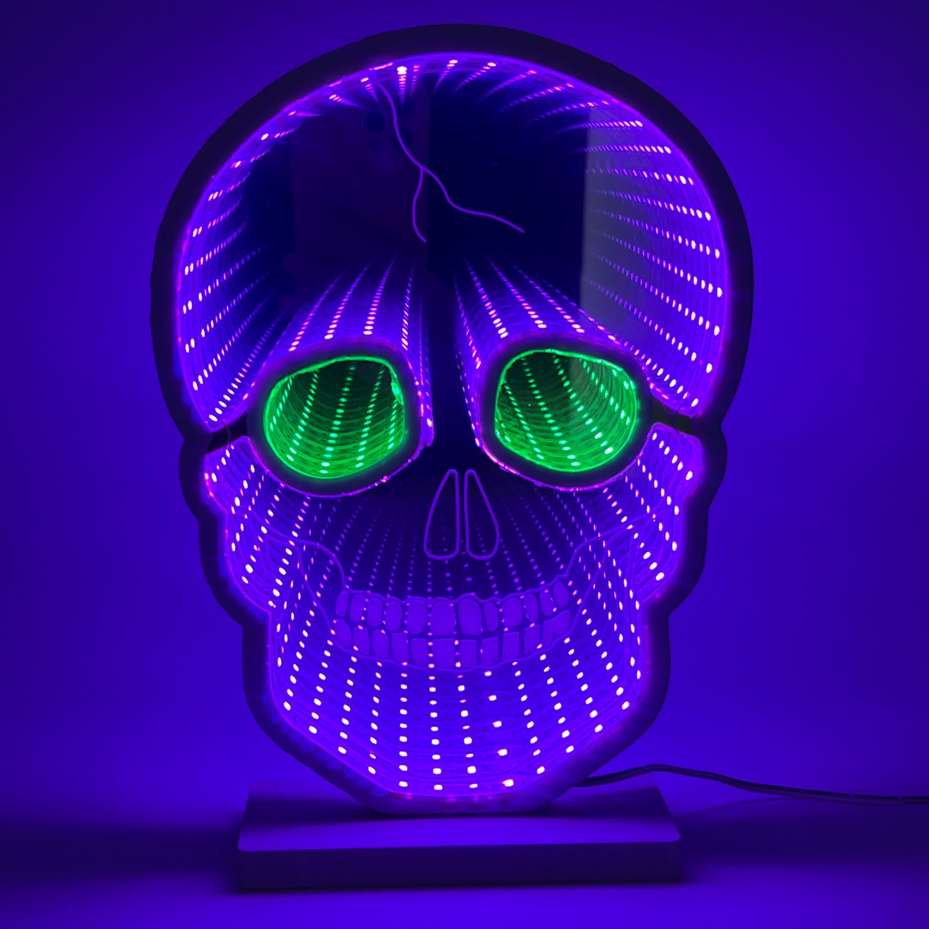 Halloween Skull Infinity Lights with Stand