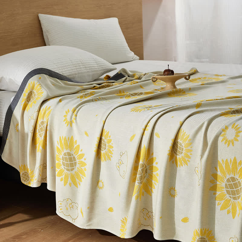 Sunflower Rabbit Cooling Sheet Bedspread