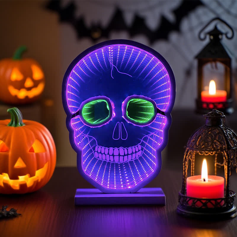 Halloween Skull Infinity Lights with Stand